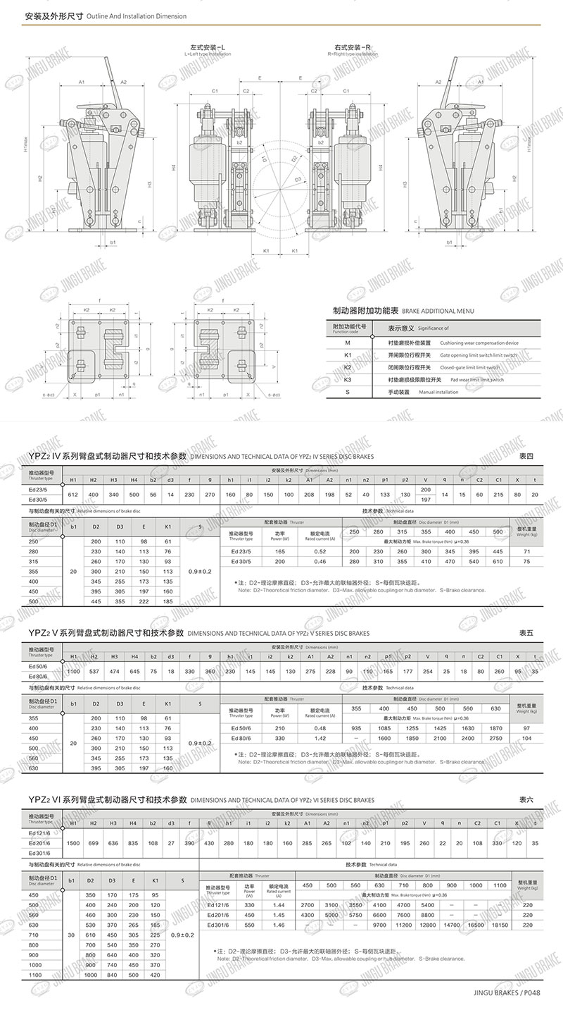 YPZ2IV、V、VI系列電力液壓臂盤式制動(dòng)器